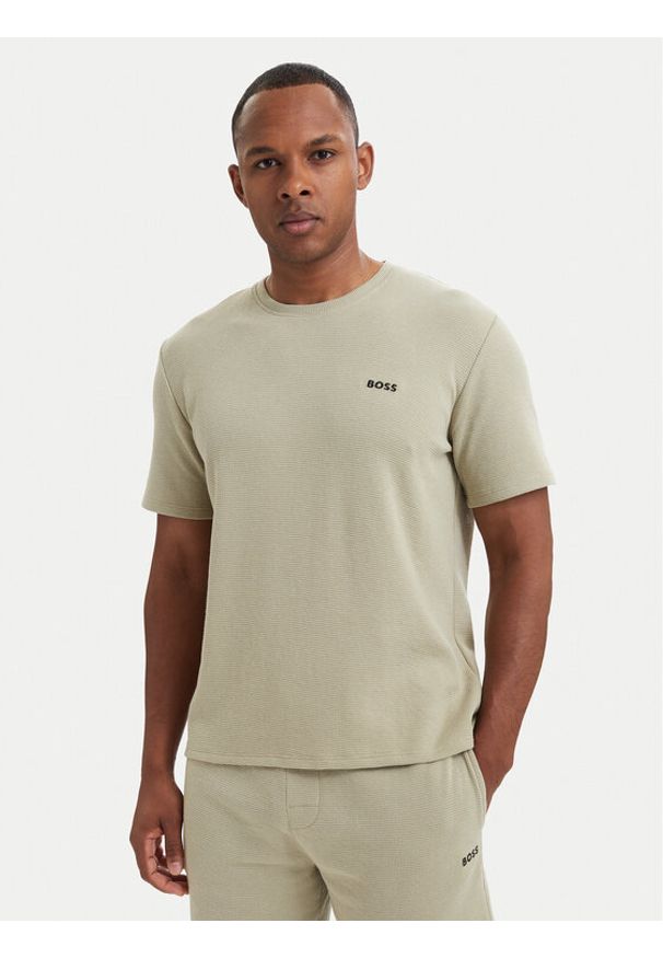 BOSS T-Shirt Waffle 50535891 Zielony jasny Regular Fit. Kolor: zielony. Materiał: bawełna