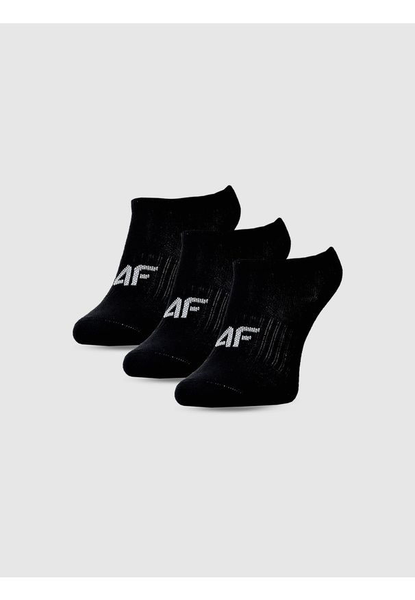4f - 4F Skarpetki casual przed kostkę (3-pack) dziewczęce - czarne 32-34. Kolor: czarny. Materiał: bawełna, włókno, materiał, poliamid