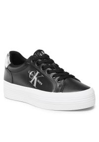 Sneakersy Calvin Klein Jeans Vulc Flatform Laceup Lth Refl Wn YW0YW01222 Black/Silver BEH. Kolor: czarny. Materiał: skóra