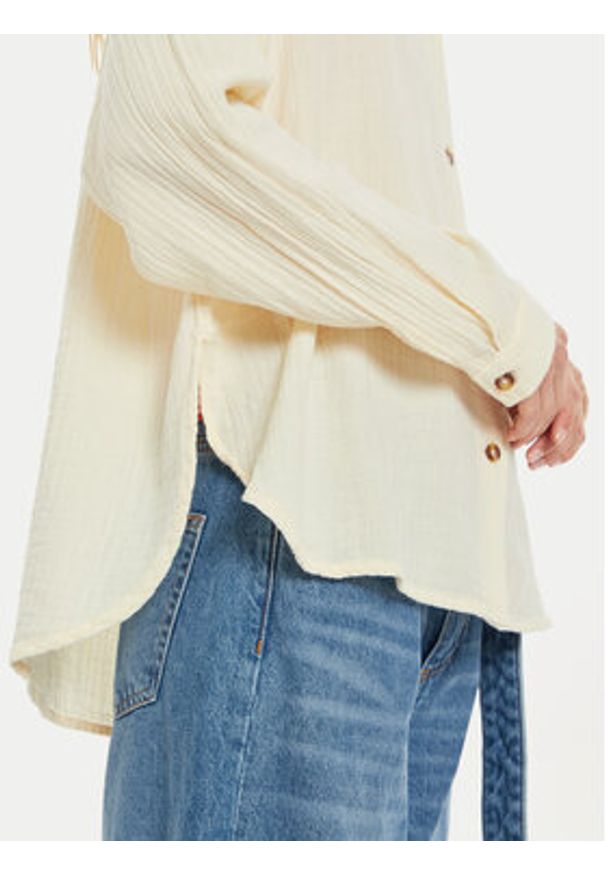 Roxy Koszula Morning Time ERJWT03639 Beżowy Loose Fit. Kolor: beżowy. Materiał: bawełna
