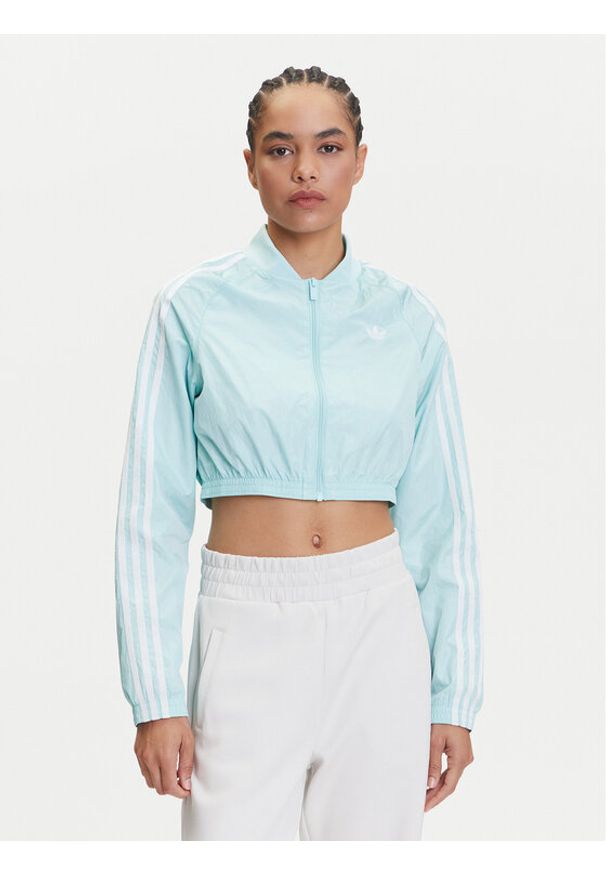 Adidas - adidas Bluza adicolor Teamgeist JD0267 Turkusowy Slim Fit. Kolor: turkusowy. Materiał: syntetyk
