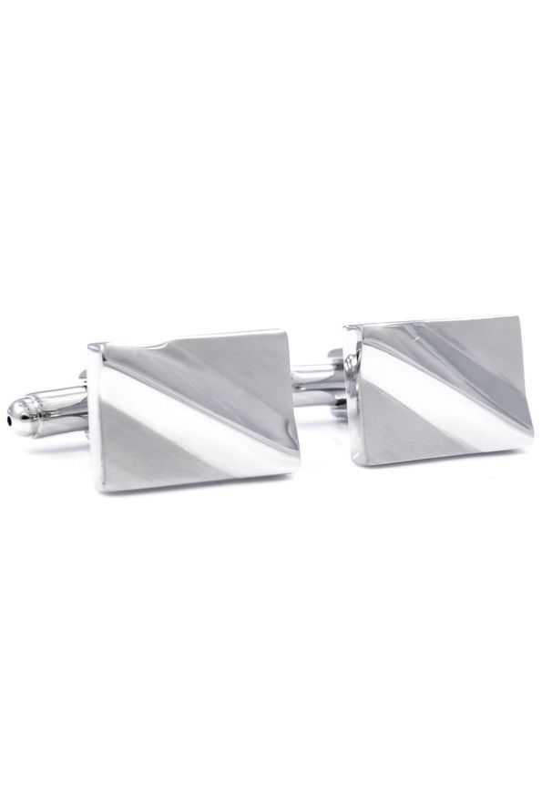 Modini - Srebrne spinki do mankietów o unikalnym kształcie N46. Kolor: srebrny