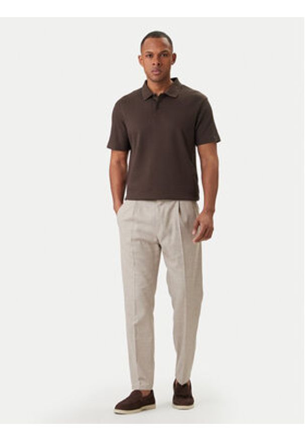 JOOP! Polo Jorge 30101934 Brązowy Slim Fit. Typ kołnierza: polo. Kolor: brązowy. Materiał: bawełna