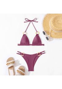 Intica - Strój kąpielowy z ozdobnymi kółkami regulowany na plażę Kymberly. Kolor: fioletowy. Materiał: materiał #1