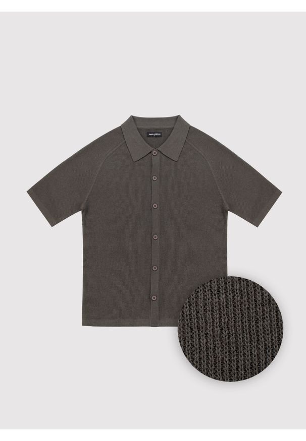 Pako Lorente - PAKO LORENTE - Zielone swetrowe polo z lnem. Okazja: na co dzień. Typ kołnierza: polo. Kolor: zielony, czarny. Materiał: len. Długość rękawa: krótki rękaw. Długość: krótkie. Styl: casual