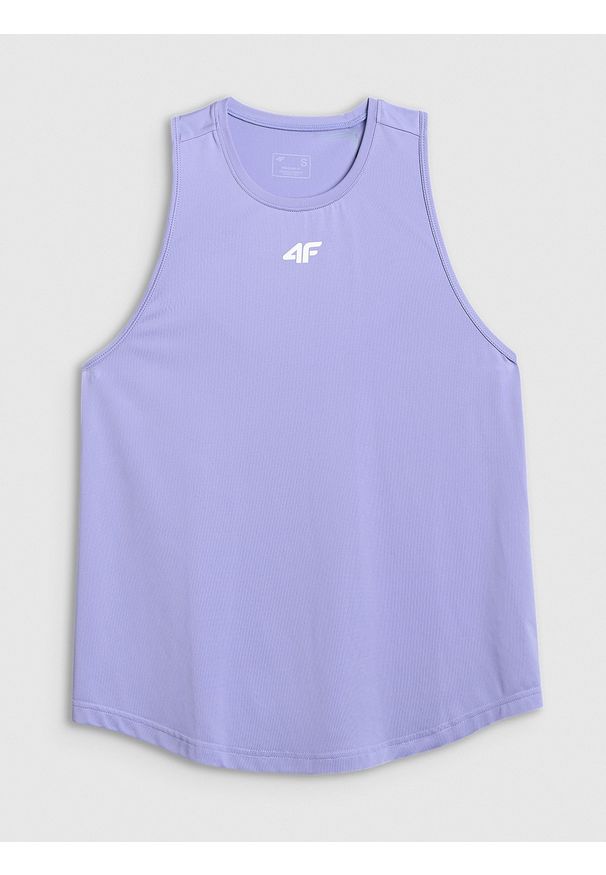 4f - 4F Top treningowy regular szybkoschnący damski - fioletowy L. Kolor: fioletowy. Materiał: materiał, włókno. Sport: fitness
