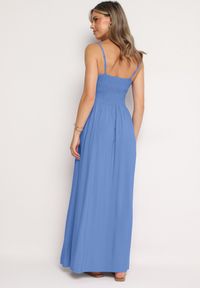 Born2be - Niebieska Rozkloszowana Wiskozowa Sukienka na Cienkich Regulowanych Ramiączkach Canelsea. Okazja: na co dzień. Kolor: niebieski. Materiał: wiskoza. Długość rękawa: na ramiączkach. Styl: casual #2