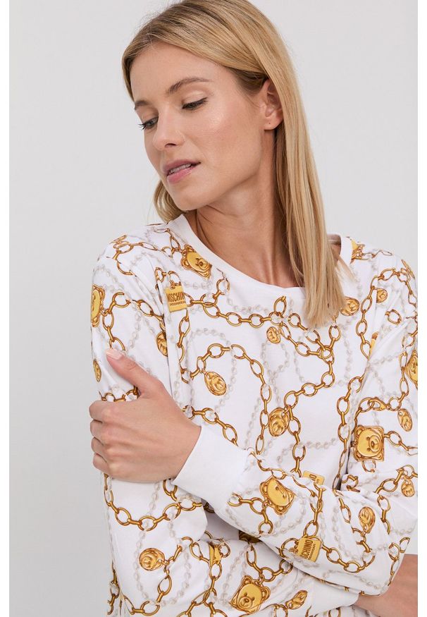 Moschino Underwear - Koszula nocna. Kolor: biały. Materiał: dzianina. Długość: długie