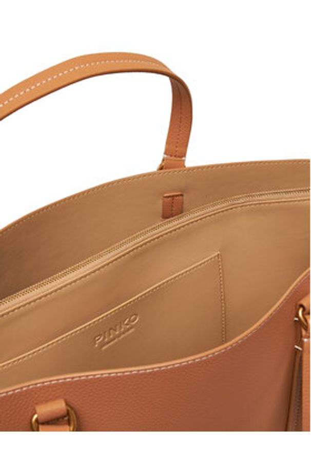 Pinko - PINKO Torebka Carrie Shopper Big AI 24-25 PLTT 102832 A1LF Beżowy. Kolor: beżowy. Materiał: skórzane