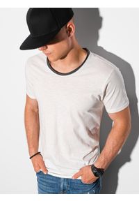 Ombre Clothing - T-shirt męski bawełniany S1385 - biały - XXL. Kolor: biały. Materiał: bawełna. Styl: klasyczny