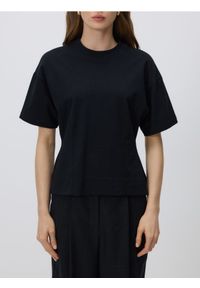 Reserved - Taliowany t-shirt - czarny. Kolor: czarny. Materiał: dzianina, bawełna #1