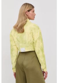Patrizia Pepe kurtka jeansowa damska kolor zielony przejściowa. Okazja: na co dzień. Kolor: zielony. Materiał: jeans. Wzór: gładki. Styl: casual #6
