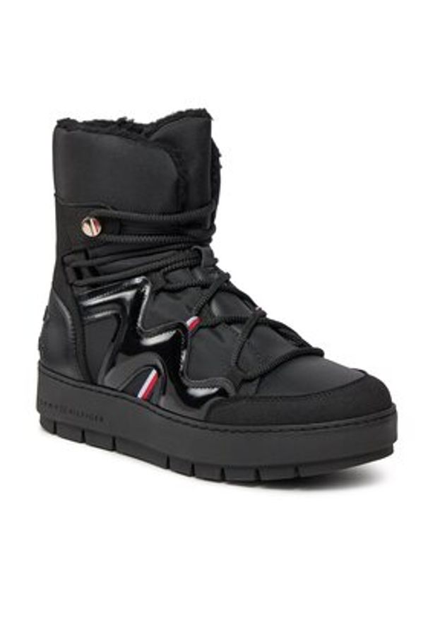 TOMMY HILFIGER - Tommy Hilfiger Śniegowce Patent Snowboot FW0FW07852 Czarny. Kolor: czarny. Materiał: skóra