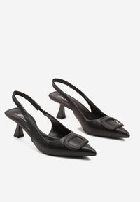 Renee - Czarne Sandały na Szpilce Kaczuszce Slingback z Geometryczną Aplikacją Melanoriel. Okazja: na co dzień. Nosek buta: otwarty. Zapięcie: pasek. Kolor: czarny. Wzór: geometria, aplikacja. Materiał: jeans. Sezon: lato, wiosna. Obcas: na szpilce. Styl: klasyczny, casual, elegancki #4