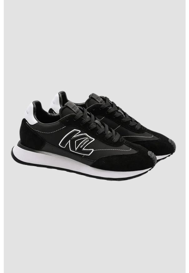 Karl Lagerfeld - KARL LAGERFELD Czarne sneakersy męskie KAIRO KL Sidetrim Lo Mix, Rozmiar 41. Kolor: czarny