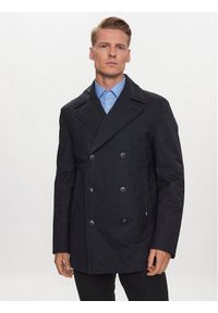 BOSS - Boss Płaszcz P-Hyde-Peacoat-233 50498100 Granatowy Slim Fit. Kolor: niebieski. Materiał: wełna #1