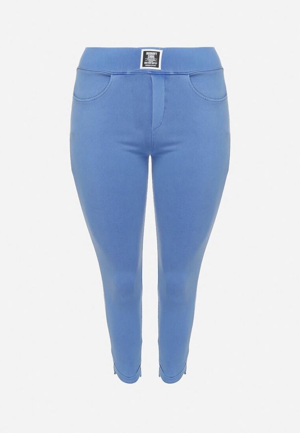 Born2be - Niebieskie Spodnie Skinny z Kieszeniami Afrina. Kolekcja: plus size. Kolor: niebieski. Długość: do kostek