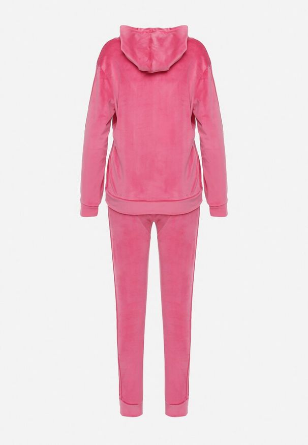 Born2be - Ciemnoróżowy Welurowy Komplet Dresowy Randrea. Kolor: różowy. Materiał: dresówka, welur