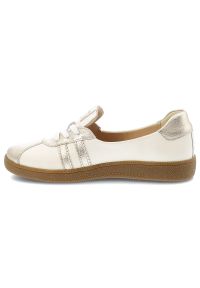 Trampki damskie Armodo, skóra naturalna metaliczne wstawki klasyczne sznurowanie miękka skórzana wyściółka elastyczna gumowa podeszwa, beżowe, n1341-. Zapięcie: sznurówki. Kolor: beżowy. Materiał: skóra, guma. Styl: klasyczny #2