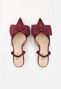 Born2be - Bordowe Satynowe Szpilki z Odkrytą Piętą i Ozdobną Kokardą Argatea. Okazja: na co dzień, na spotkanie biznesowe, na ślub cywilny, do pracy, na wesele, na imprezę. Kolor: czerwony. Materiał: satyna. Obcas: na szpilce. Styl: casual, biznesowy, elegancki, klasyczny #5