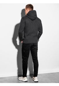 Ombre Clothing - Sweter męski E181 - grafitowy - XL. Kolor: szary. Materiał: akryl #5