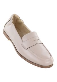 Skórzane mokasyny damskie beżowe Vinceza 18121. Kolor: beżowy. Materiał: skóra #1