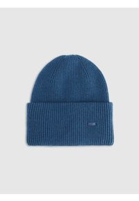 4f - 4F Czapka beanie uniseks - granatowa Uniwersalny. Kolor: niebieski. Materiał: wiskoza, materiał, dzianina. Sezon: zima. Styl: klasyczny, sportowy, casual
