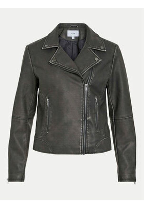 Vila Kurtka z imitacji skóry Cara 14098830 Czarny Regular Fit. Kolor: czarny. Materiał: skóra