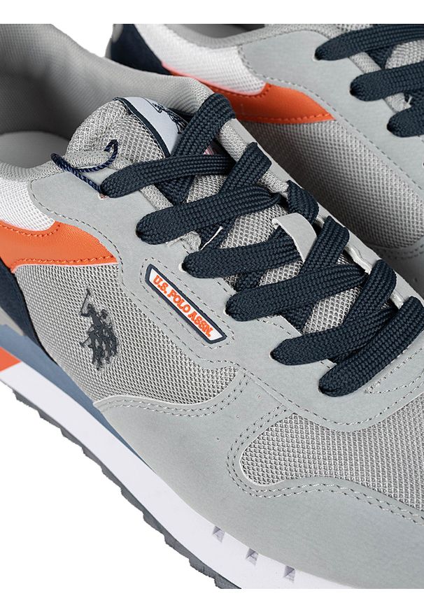 U.S. Polo Assn. Sneakersy "Buzzy 001" | Buzzy001 | Mężczyzna | Niebieski, Szary. Kolor: szary, niebieski, wielokolorowy. Materiał: materiał, skóra ekologiczna. Wzór: aplikacja, nadruk
