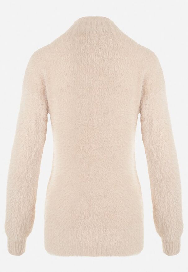 Born2be - Jasnobeżowy Sweter Wełniany Lellimphei. Kolor: beżowy. Materiał: wełna. Długość: długie. Wzór: jednolity. Sezon: jesień, zima