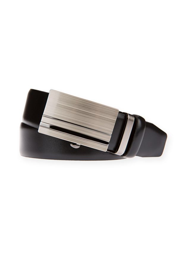 Lancerto - Pasek Czarny Automat Charles. Kolor: czarny. Materiał: skóra. Styl: casual, elegancki
