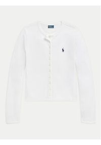 Polo Ralph Lauren Kardigan 211941175004 Biały Slim Fit. Typ kołnierza: polo. Kolor: biały. Materiał: bawełna