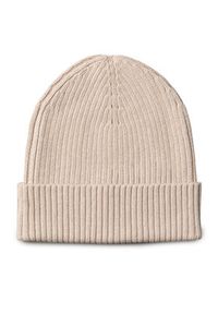 Calvin Klein Czapka Patch Chunky Rib Cotton Beanie LV04D8053G Beżowy. Kolor: beżowy. Materiał: materiał, bawełna