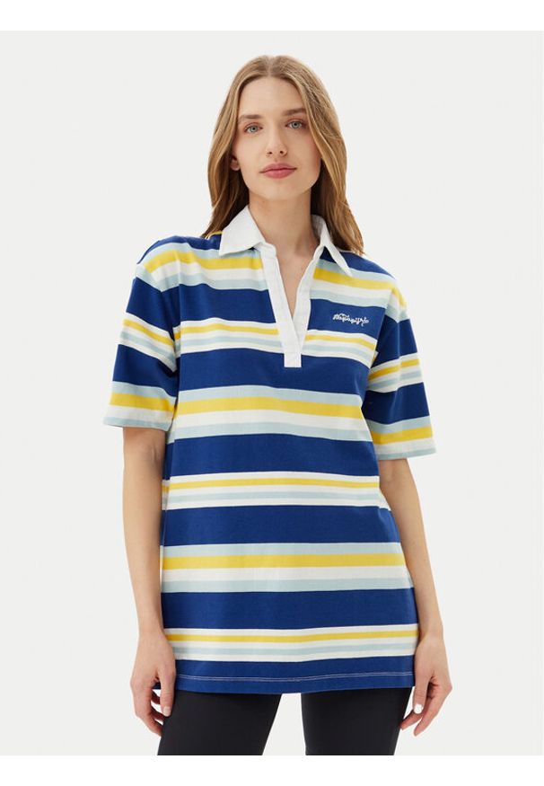 Napapijri Polo E-Ete NP0A4ILK Niebieski Oversize. Typ kołnierza: polo. Kolor: niebieski. Materiał: bawełna