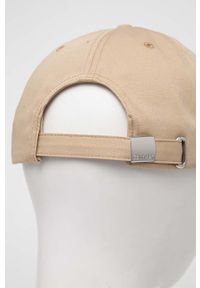 Calvin Klein czapka z daszkiem bawełniana kolor beżowy z aplikacją. Kolor: beżowy. Materiał: bawełna. Wzór: aplikacja #4