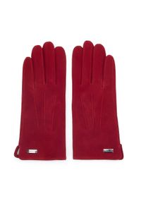 Wittchen - Damskie rękawiczki welurowe ciemny czerwone. Kolor: czerwony. Materiał: welur, skóra. Wzór: aplikacja. Styl: klasyczny, elegancki