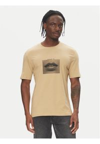 Hugo - HUGO T-Shirt Deterni 50544496 Beżowy Regular Fit. Kolor: beżowy. Materiał: bawełna