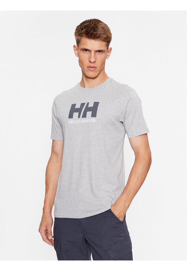 Helly Hansen T-Shirt Logo 33979 Szary Regular Fit. Kolor: szary. Materiał: bawełna