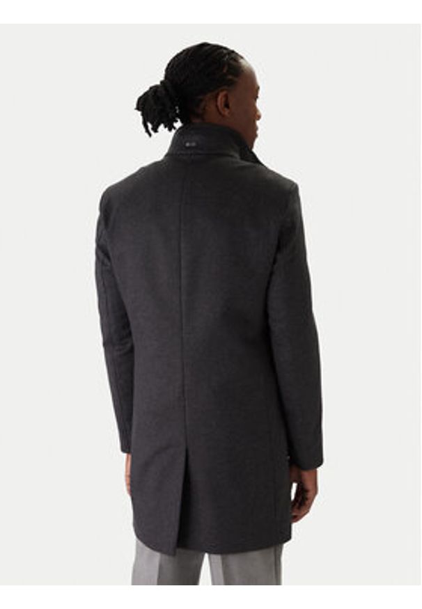 BOSS Płaszcz wełniany H-Hyde 50551078 Szary Slim Fit. Kolor: szary. Materiał: wełna