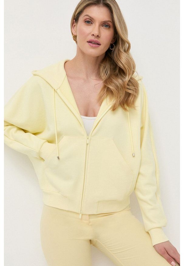 Max Mara Leisure bluza damska kolor żółty z kapturem gładka. Typ kołnierza: kaptur. Kolor: żółty. Materiał: dzianina. Wzór: gładki