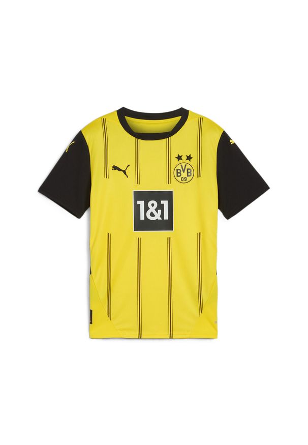 Puma - Młodzieżowa koszulka domowa Borussia Dortmund 24/25 PUMA Faster Yellow Black. Kolor: wielokolorowy, żółty, czarny. Sport: piłka nożna