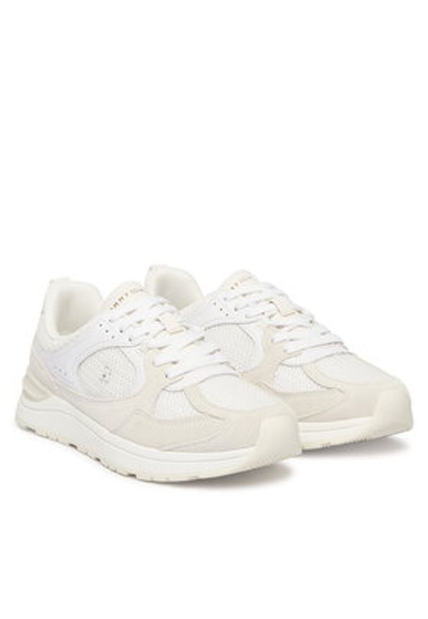 TOMMY HILFIGER - Tommy Hilfiger Sneakersy Th Mix Material Runner FW0FW09306 Biały. Kolor: biały. Materiał: materiał