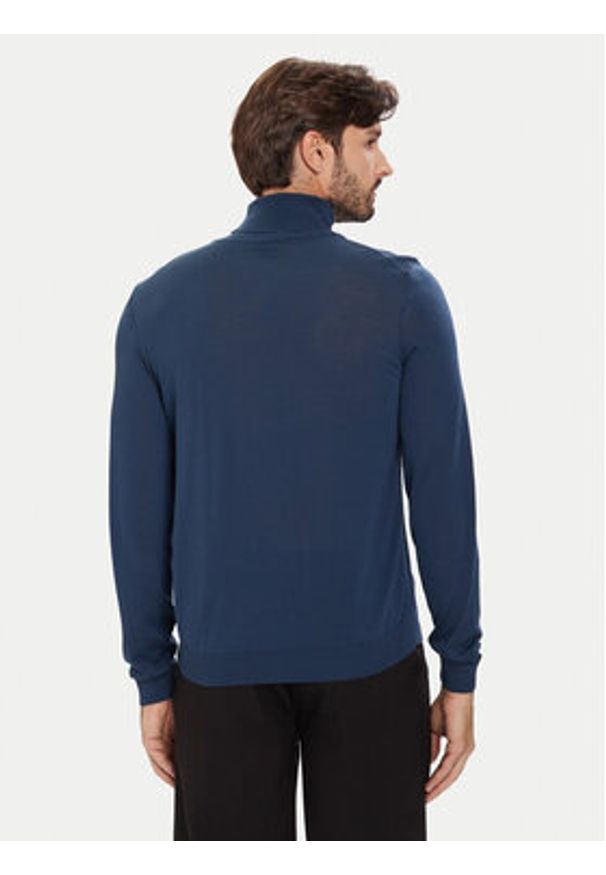 BOSS Golf Musso-P 50468262 Niebieski Slim Fit. Typ kołnierza: golf. Kolor: niebieski. Materiał: wełna