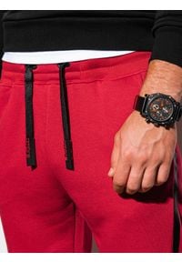 Ombre Clothing - Spodnie męskie dresowe joggery P919 - czerwone - XXL. Kolor: czerwony. Materiał: dresówka. Wzór: nadruk #5