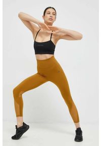 adidas Performance legginsy treningowe Tailored kolor brązowy gładkie. Kolor: brązowy. Materiał: skóra, dzianina, materiał. Technologia: Techfit (Adidas). Wzór: gładki. Sport: fitness #3