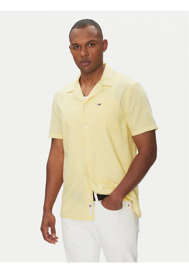 Tommy Jeans Koszula DM0DM20895 Żółty Regular Fit. Kolor: żółty. Materiał: len, bawełna