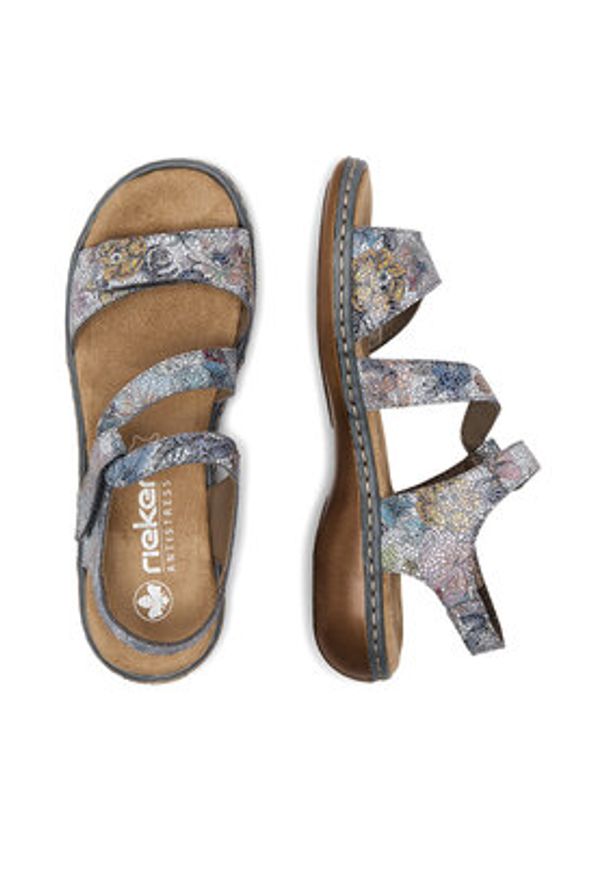 Rieker Sandały 659C7-90 Niebieski. Kolor: niebieski. Materiał: skóra