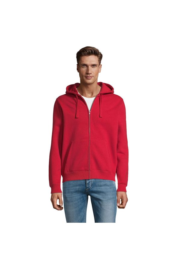 SOL'S - Męska Bluza Z Kapturem Spike Full Zip. Typ kołnierza: kaptur. Kolor: czerwony