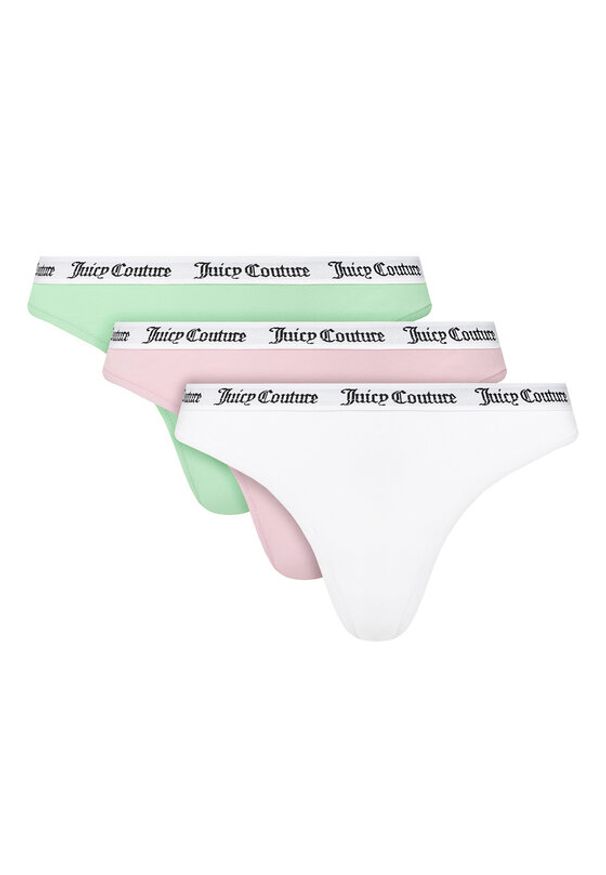 Juicy Couture Komplet 3 par stringów JCLTH224571 Kolorowy. Materiał: bawełna. Wzór: kolorowy