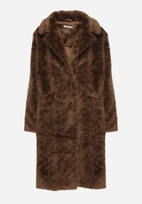 Born2be - Brązowy Długi Płaszcz Futrzany w Stylu Teddy Tadele. Kolor: brązowy. Materiał: futro. Długość: długie. Sezon: zima. Styl: klasyczny #6